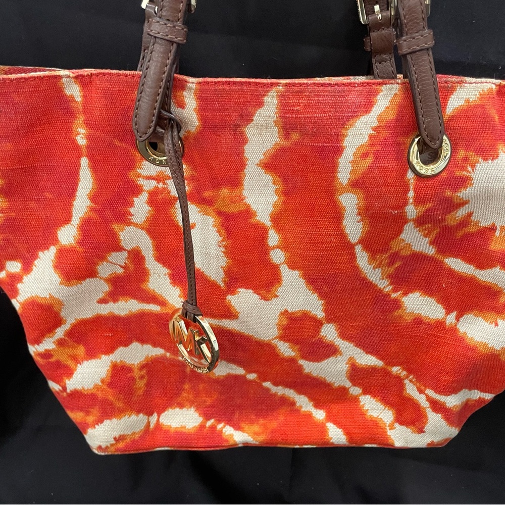 Michael Kors Vibrant Orange Tie-Dye Tote Bag - Picture 2 of 12